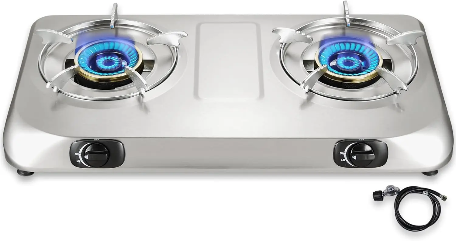 

2-Burner Propane Stove, 27200 BTU, Auto Ignition, CSA Certified, for Camping, RV, Outdoor Kitchen