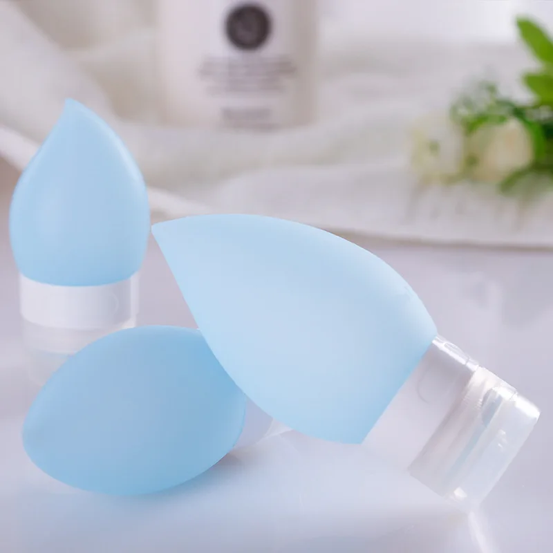 38ml/60ml/89ml Water Drop Silicone Refillable Containers Travel Set Emulsion Bottle Shampoo Shower Gel Storage Bottle Cosmetic