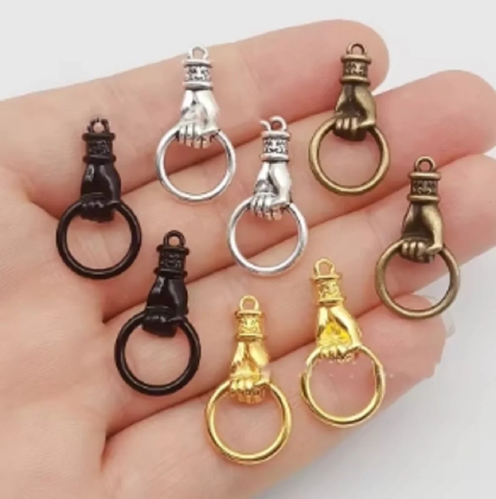 10Pcs/Lot Alloy Grip Hoops Hand Charms Connector Bracelet Earrings Necklace DIY Jewelry Making Hand Pendant Jewelry Accessories