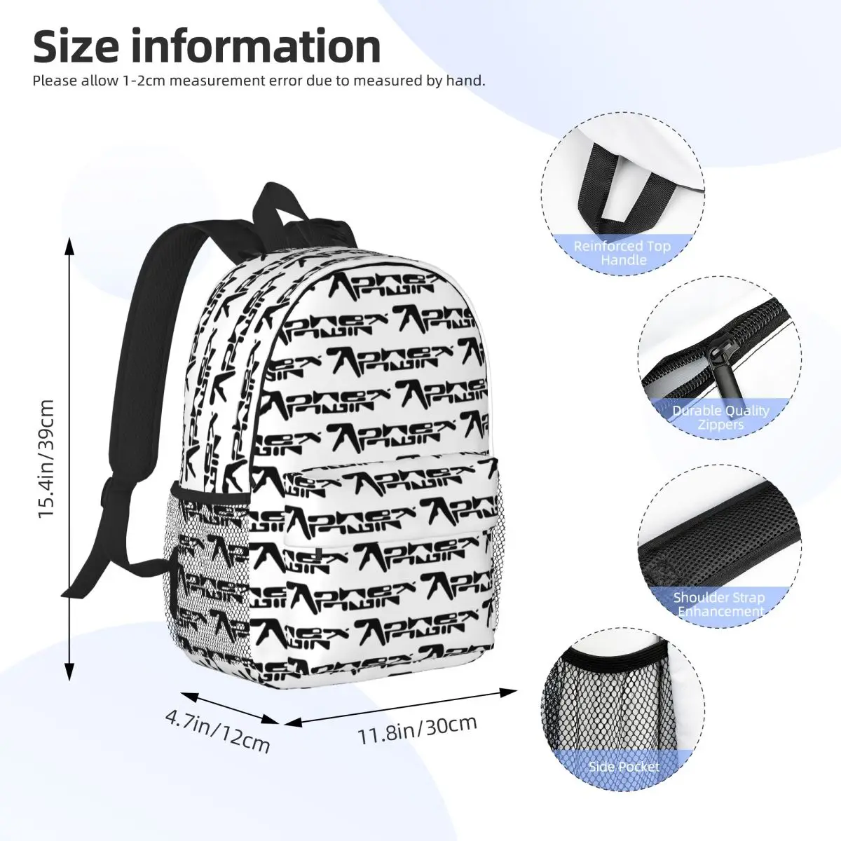 Aphex Twin Logo British Electronic Music Artist Backpack Student Boys Girls BookBag Men Women School Bag Laptop Shoulder Bags