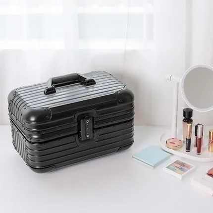 大容量アルミマグネシウム合金化粧箱ツールチェスト 14 インチ美容ケース荷物ボックスパスワード刺繍ボックス
