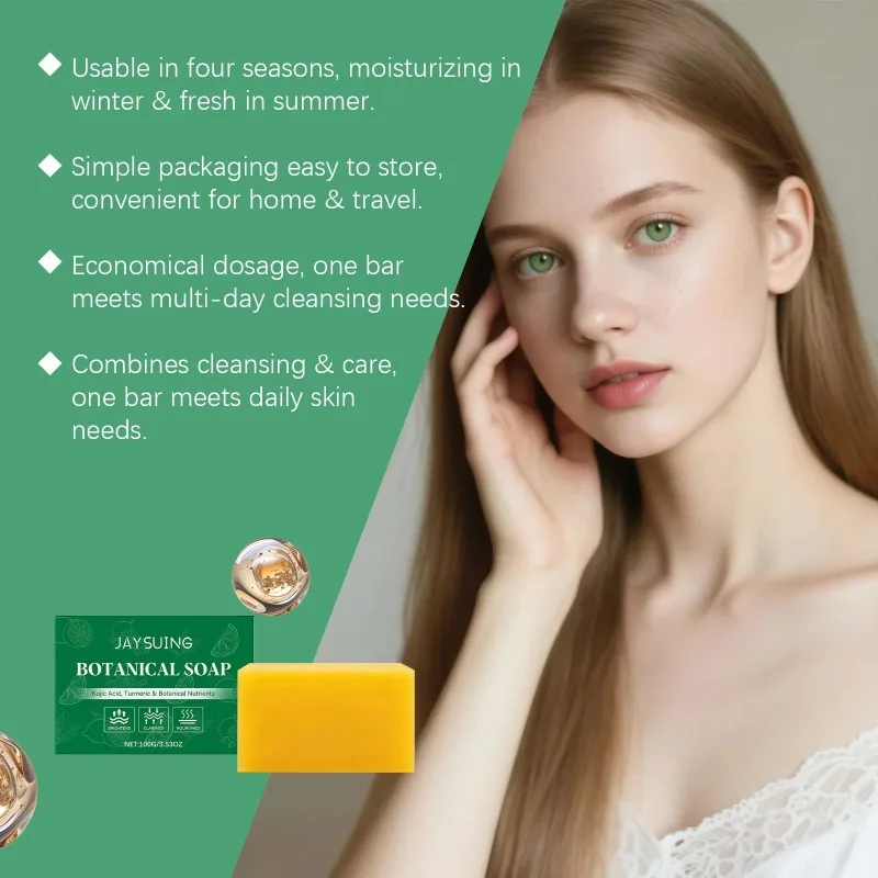 Jaysuing Turmeric Kojic Acid Soap Bar Natural Deep Clean Exfoliate Oil Control Moisturizer Brighten Skin Tone Body Facial Soap