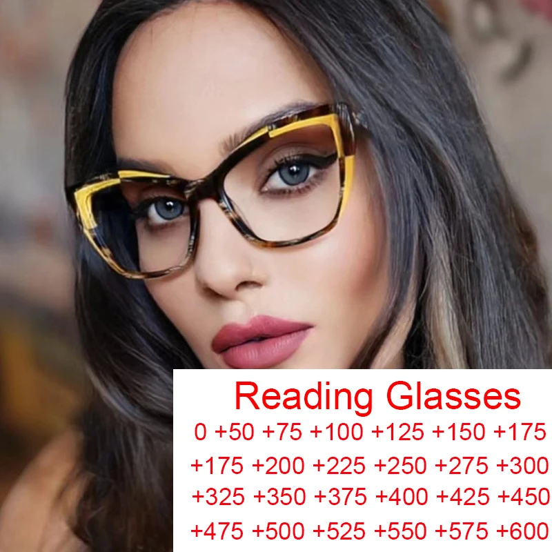 New Trend Optical Cat Eye Reading Glasses Women Blue Light Filter Computer Eyewear TR90 Farsighted Readers Eyeglasses Diopters +