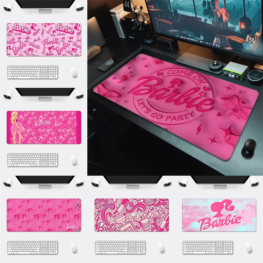 

Cute Cartoon Pink Doll Mousepad HD Printing Computer Gamers Locking Non-slip Mouse Pad XXL90x40cm B-BarbieS Keyboard PC Desk Pad