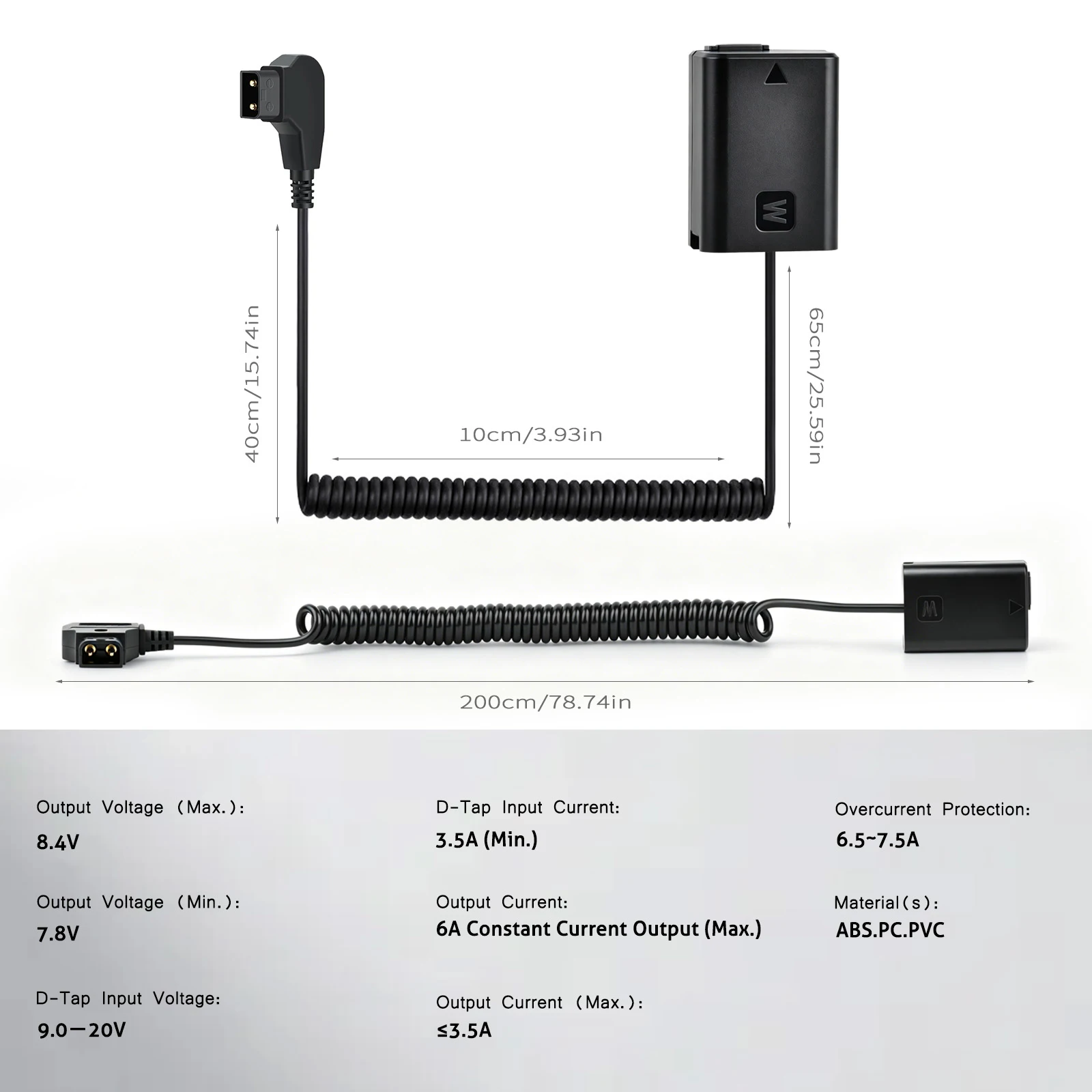 D-TAP To NP-FW50 Dummy Battery DC Power Adapter for Sony Alpha ZV-E10 A7 A7R A7S A7II A7RII A5100 A6100 A6400 A6500 Camera