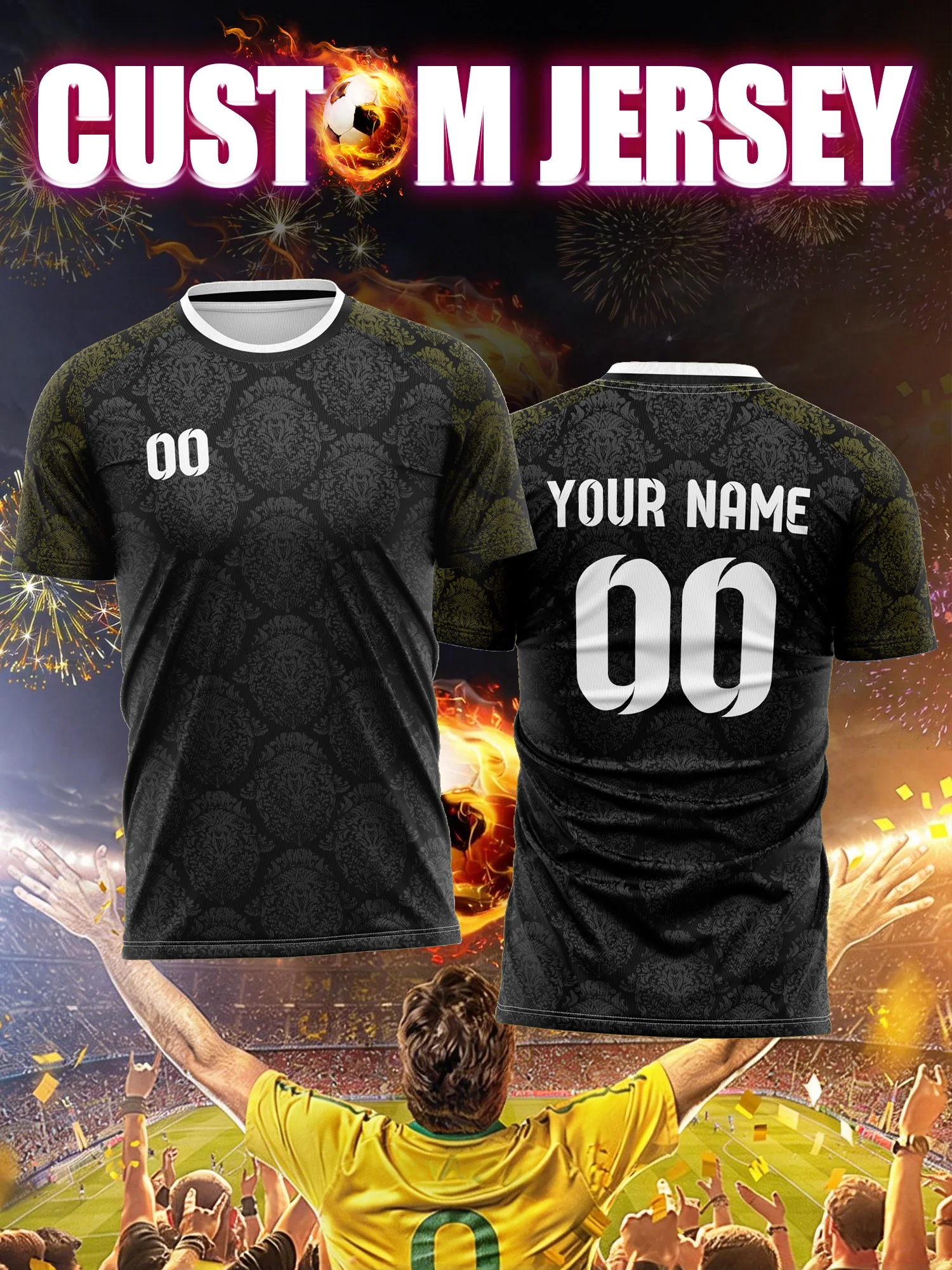 Camiseta de Fútbol Personalizada con Número, Nombre e Imagen, Uniforme para Entrenador y Personal, Emblema Personalizado, Equipación Transpirable para Equipo de Fútbol