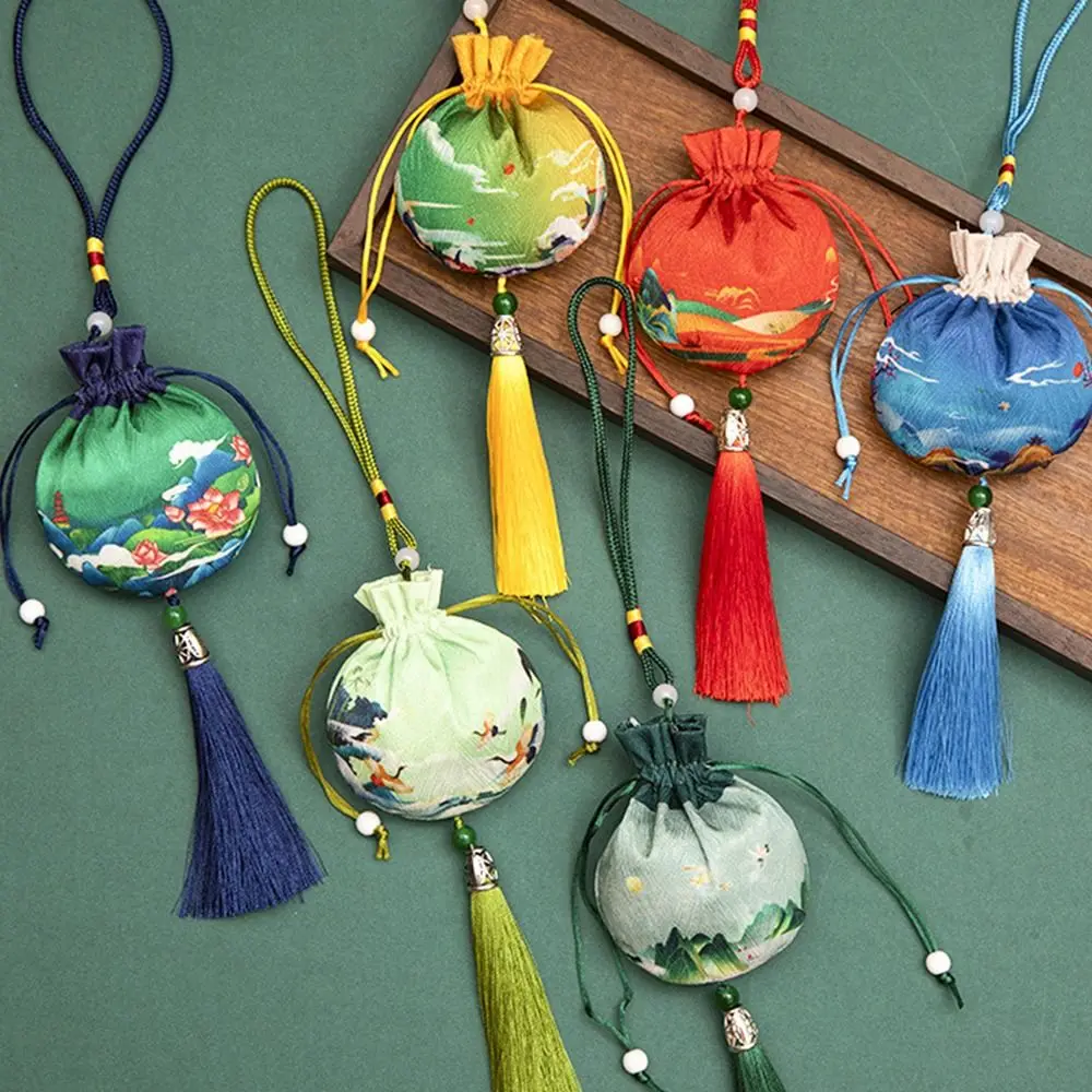 

Drawstring Necklaces Case Hanging Decoration Flower Tassel Chinese Style Storage Bag Women Jewelry Bag Purse Pouch Empty Sachet