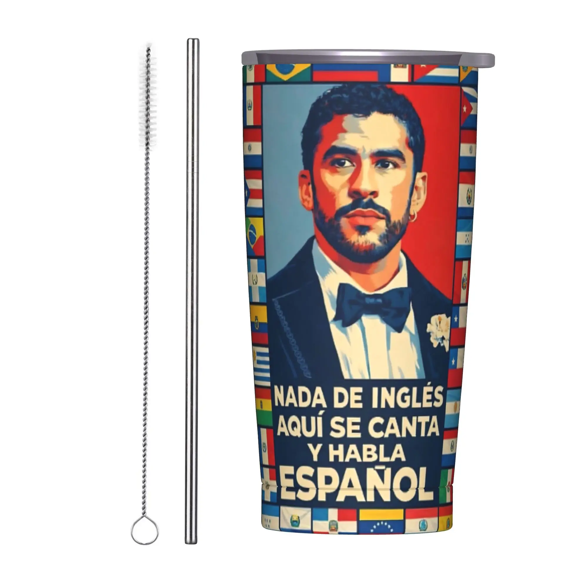 Bad Bunny DTMF Tour 2026 Tumbler Vacuum Insulated  Coffee Cups Vacuum Flask Car Mugs Water Bottle 20oz
