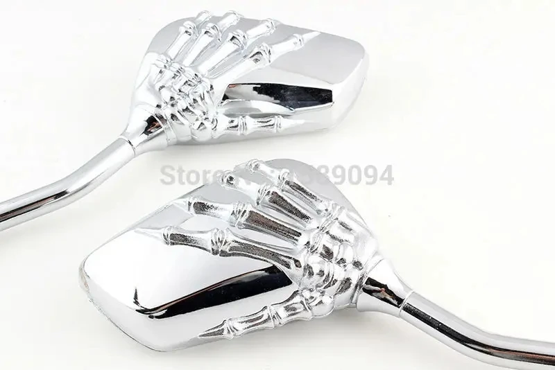 1 Pair Motorcycle Mirror Classic Chrome Skull Style Hand Claw Side Rearview Mirrors For KAWASAKI VULCAN VN 750 800 900 1500 1600