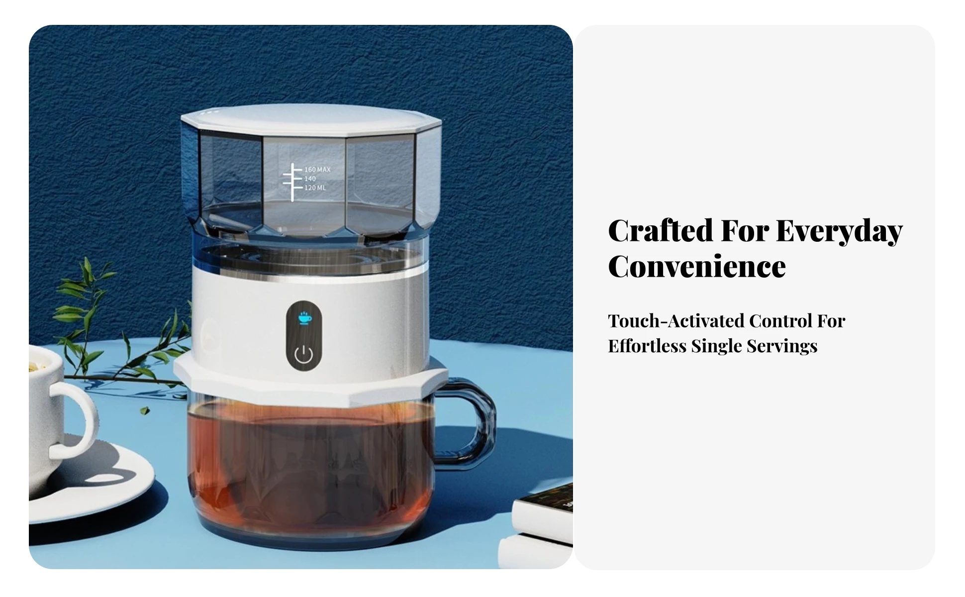 Mini Coffee Maker with Cup Portable Pour-over Coffee Brewer Appliance Small-Space Removable for Travelers, Travel, Office