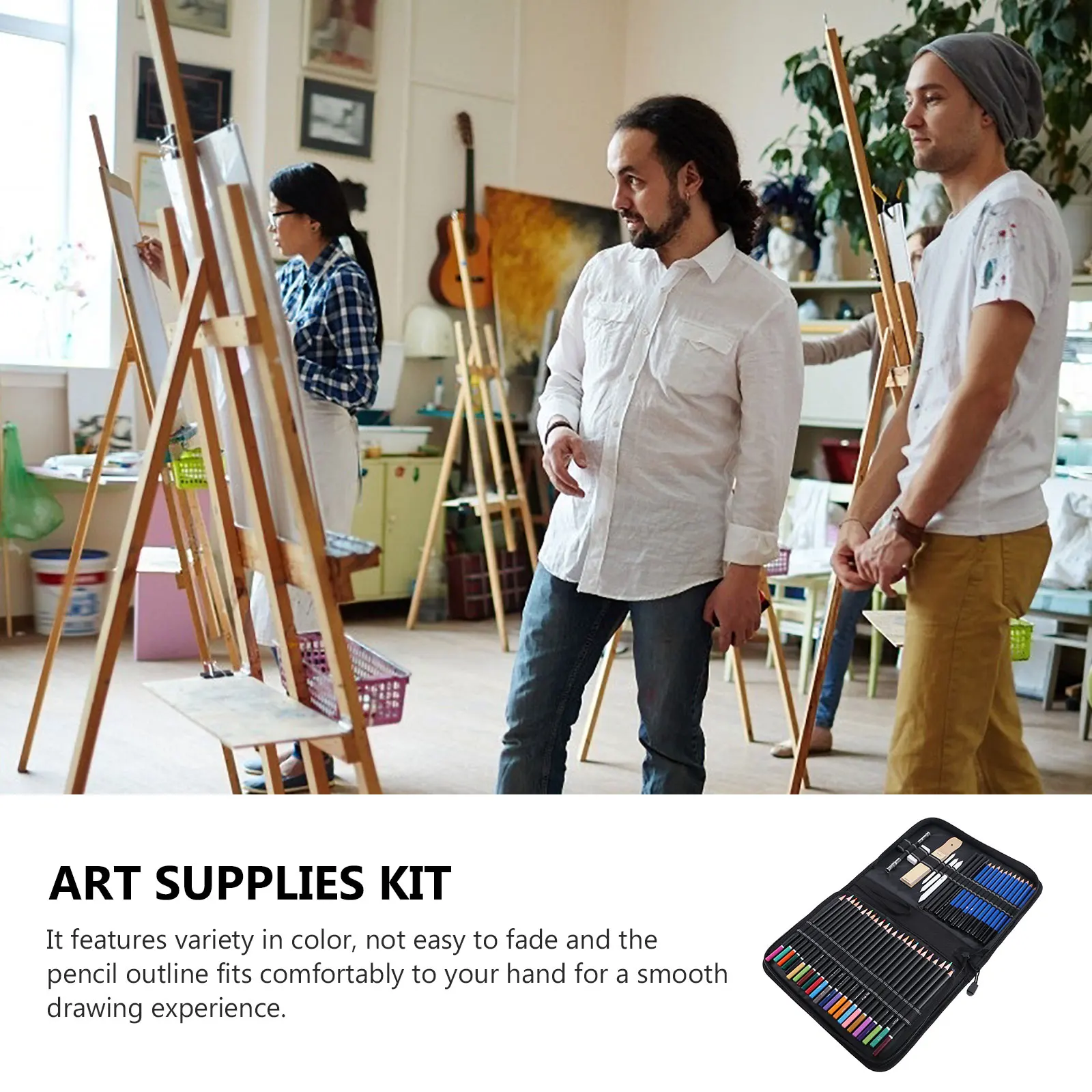 

95pcs Color Pencils Set Art Colored Sketch Charcoal Drawing Kit Sharpener Extender Blending Stump Sandpaper Board Rubber For