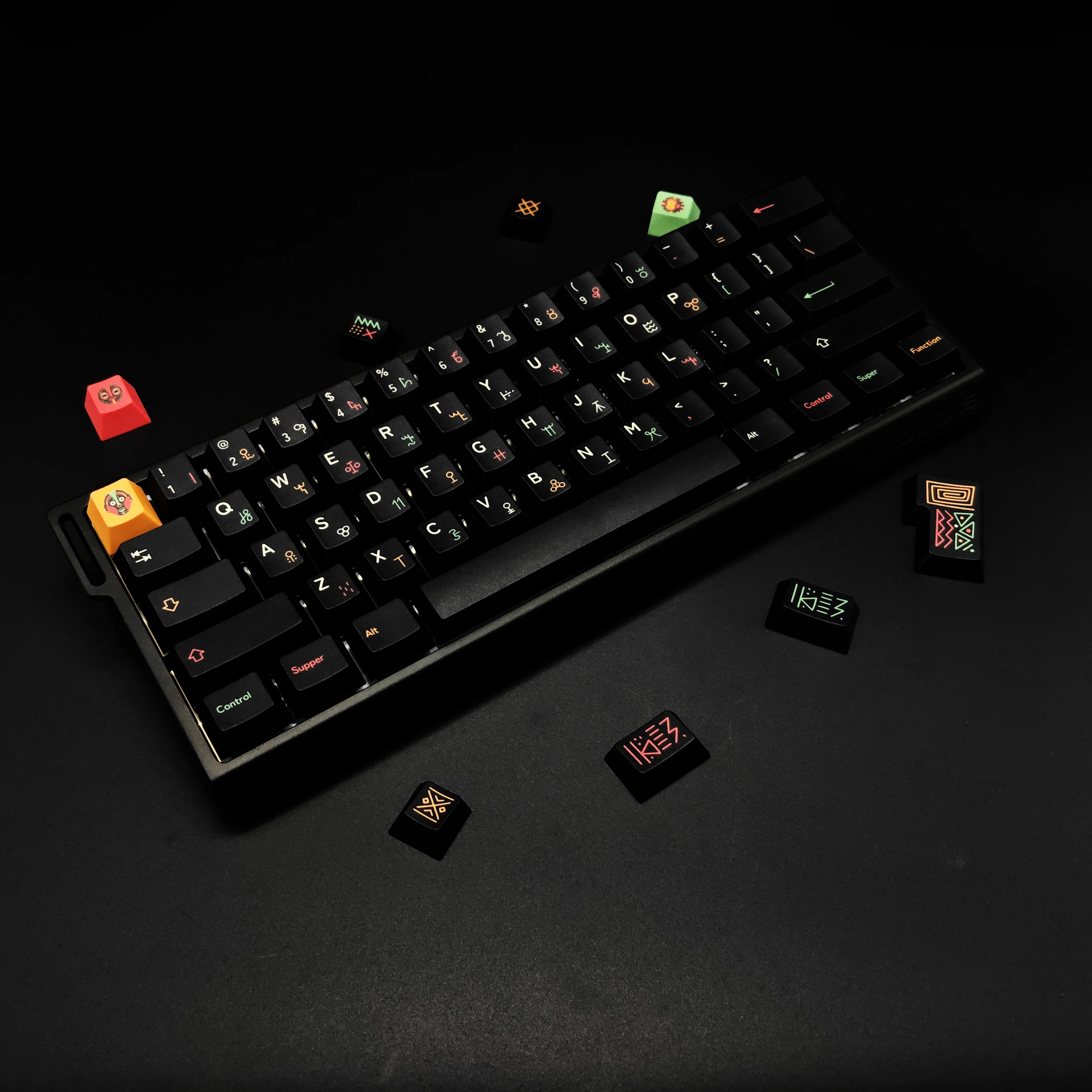 143 Keys Aifei Tribal Keycaps Black PBT Dye Sublimation Cherry Height for Mechanical Keyboard AULA F75 AKKO FUN60 Pro Ajazz PC