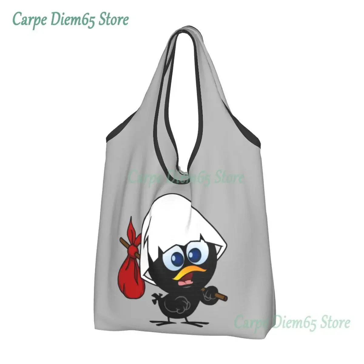 Reusable Cute Little Chicken Calimero Shopping Bag Women Tote Bag Portable Comic Cartoon Grocery Shopper Bags