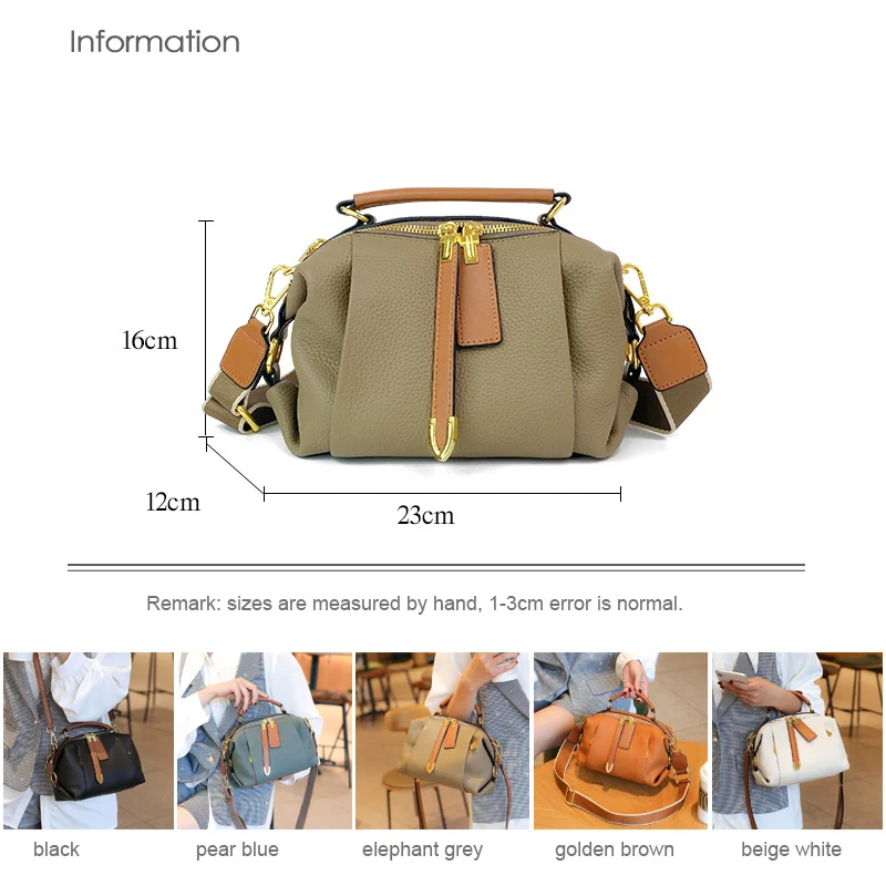 Women\'s Bag Female Vintage Boston Handbag 2022 New Fashion Cowhide Genuine Leather Large Capacity Pillow Shoulder Bag Messenger