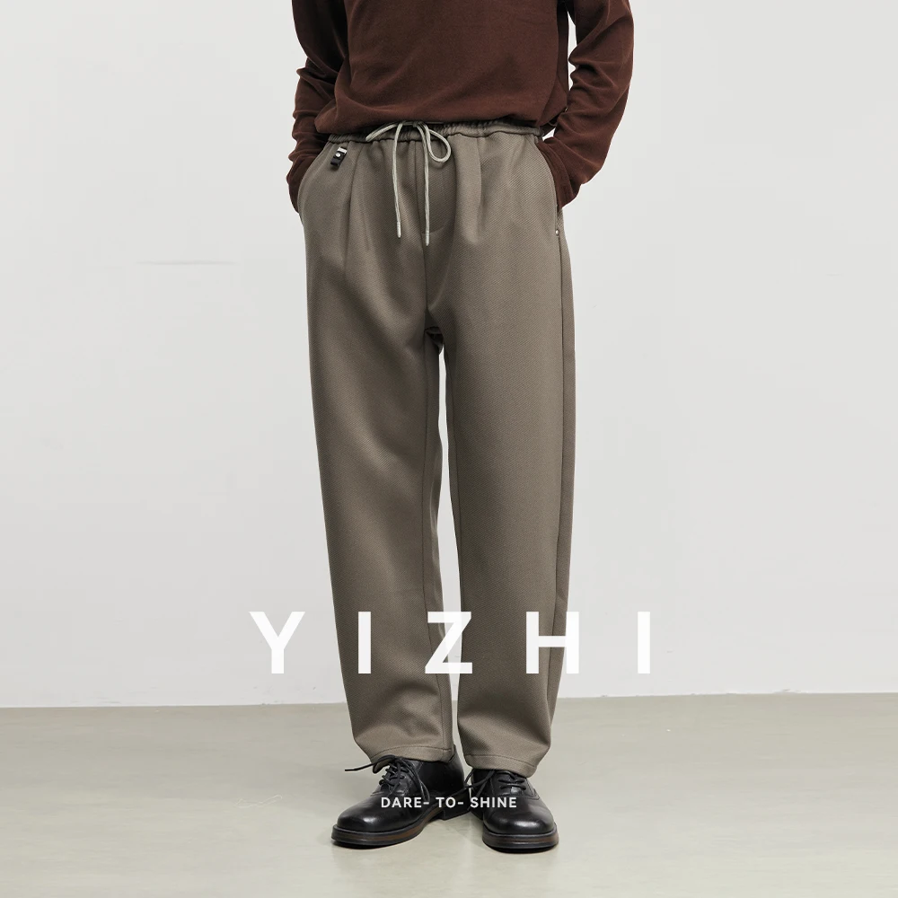 

Модные мужские повседневные брюки с прямыми штанинами на шнурке, осень-зима 2024, новые простые утолщенные свободные широкие спортивные брюки