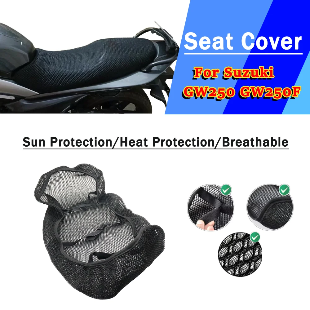 

For Suzuki GW250 GW250F GW 250F GW250 F 250 Mesh Motorcycle Seat Cover 3D Elastic Breathable Heat Resistant Protector Cover