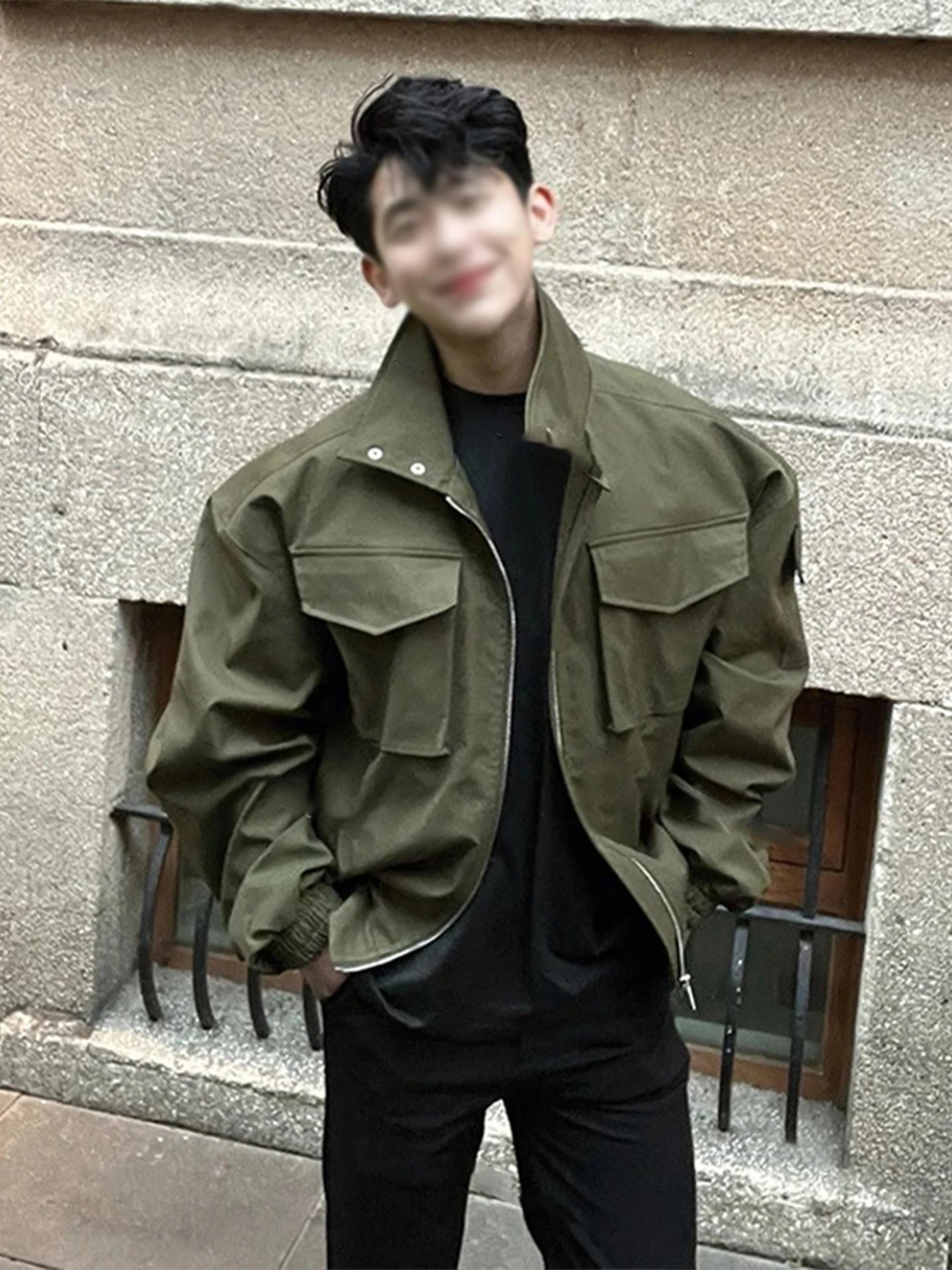 

Мужская куртка в стиле милитари American Light Dragoons: молодежная, модная, с воротником-стойкой, приталенная, для пилотов и работы