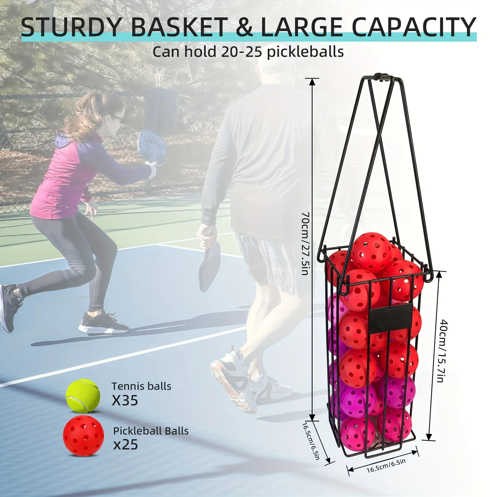 

KOFULL A sturdy pickle ball dog basket - Large capacity, holds 20-25 balls