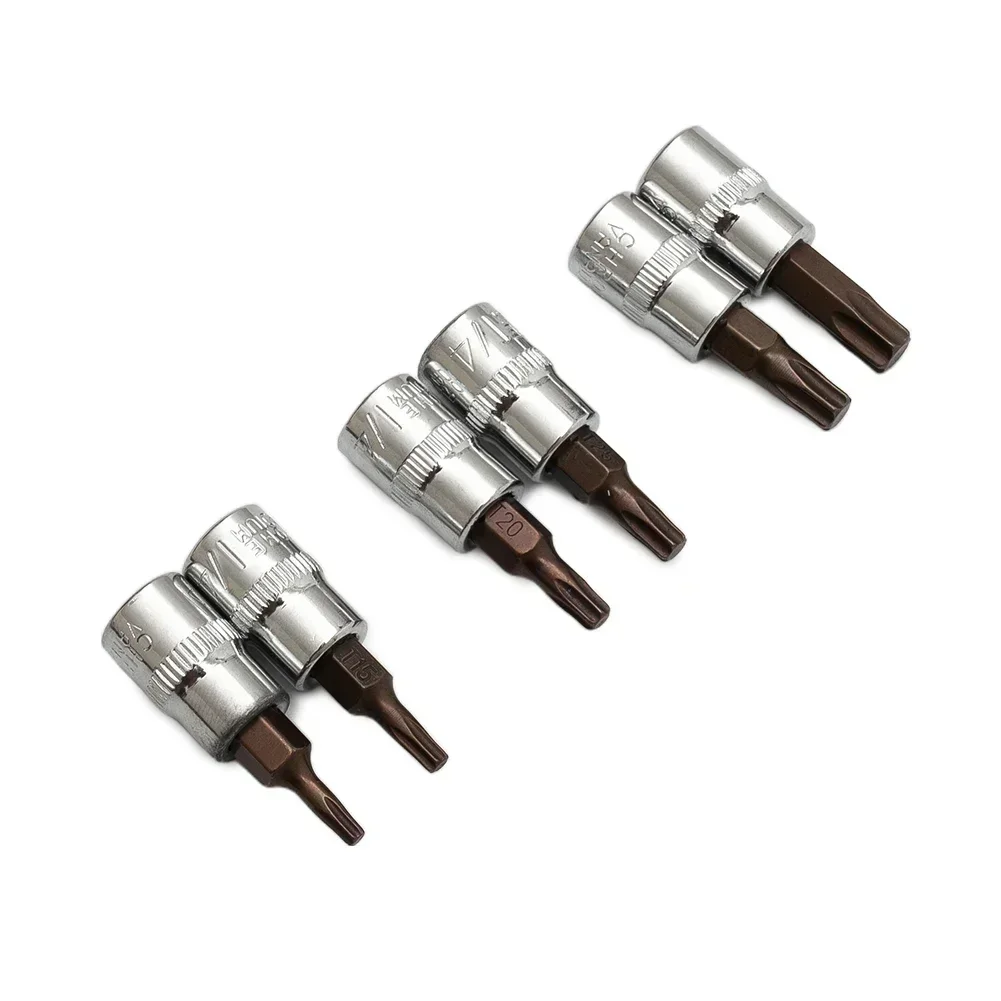 Juego de llaves de destornillador Torx de 1/4 ", adaptador de enchufe de 1/4 pulgadas T15 T20 T25 T30 T40, herramientas manuales, 6 uds.