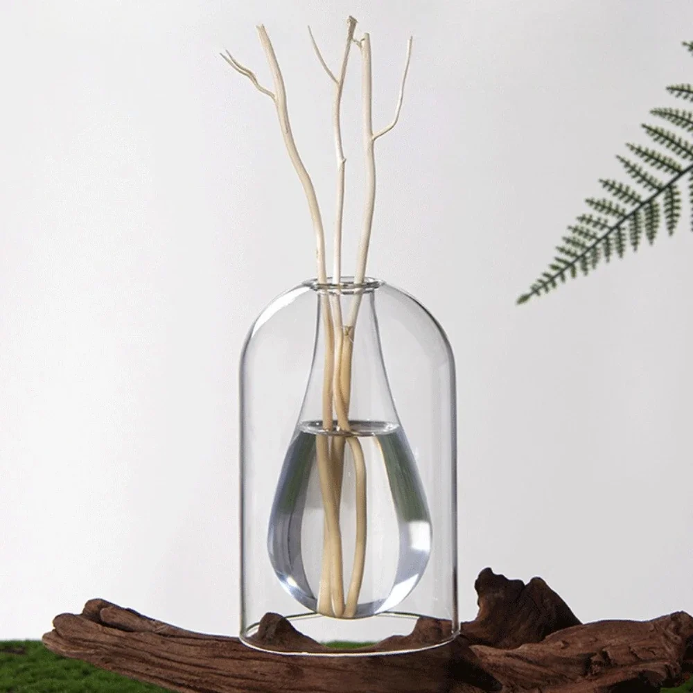 Modern Double Layer Glass Aromatherapy Diffuser Bottle Reed Diffuser Essential Oil Container Nordic Style Home Table Decoration
