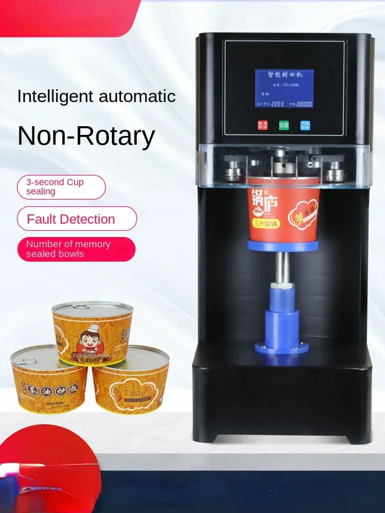 

Full-Automatic Can Seamer Takeaway Fried Rice Packaging Cup Commercial Can Sealing Machine Paper Bowl Cap Tightener