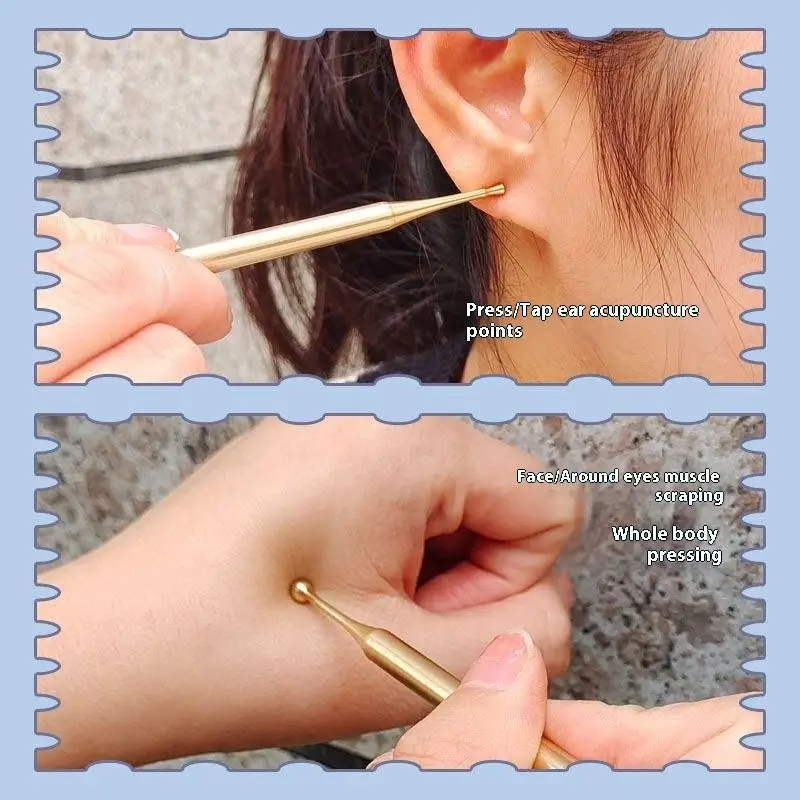 Acupuncture Pen Stainless Steel/Brass Manual Body Trigger Point Probe Pen Deep Tissue Massage,Dual Head Facial Reflexology Tools
