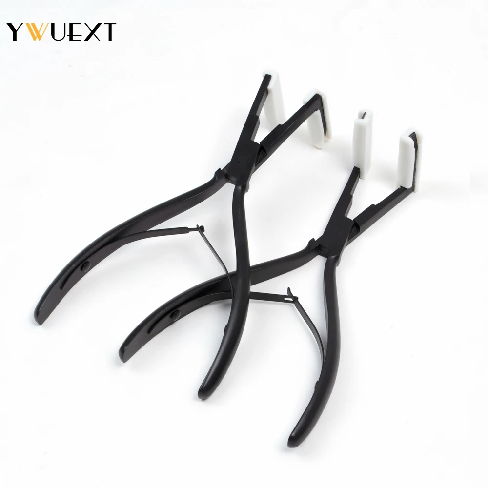 Nastro professionale nelle pinze per estensioni dei capelli Estensioni del nastro di superficie Capelli umani Pinze in acciaio inossidabile nero Strumenti per l'estensione dei capelli