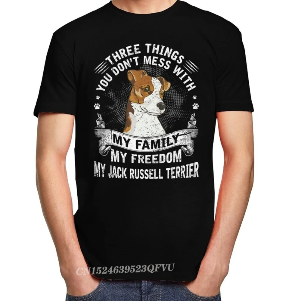 Retro Jack Russell Terrier Tshirt Three Things You Dont Mess With Oversized Cotton T-Shirt Aesthetic Dog Owner Camisa Tee Shirt