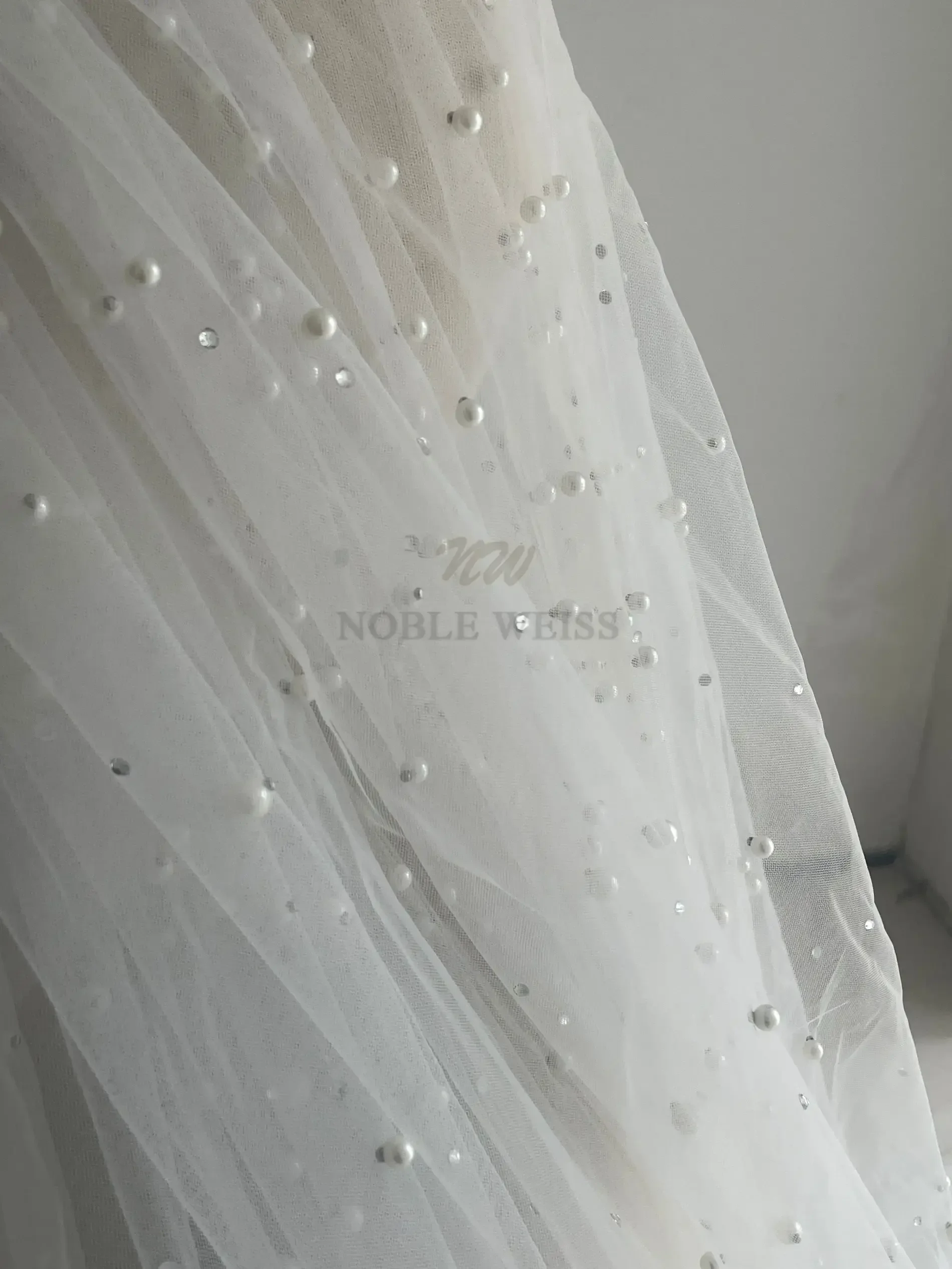 2T Pearls Wedding Veil 300cm Width Cover Face Bridal Veil Luxurious Bride Veil Sliver Beaded Bridal Party Veils Customized