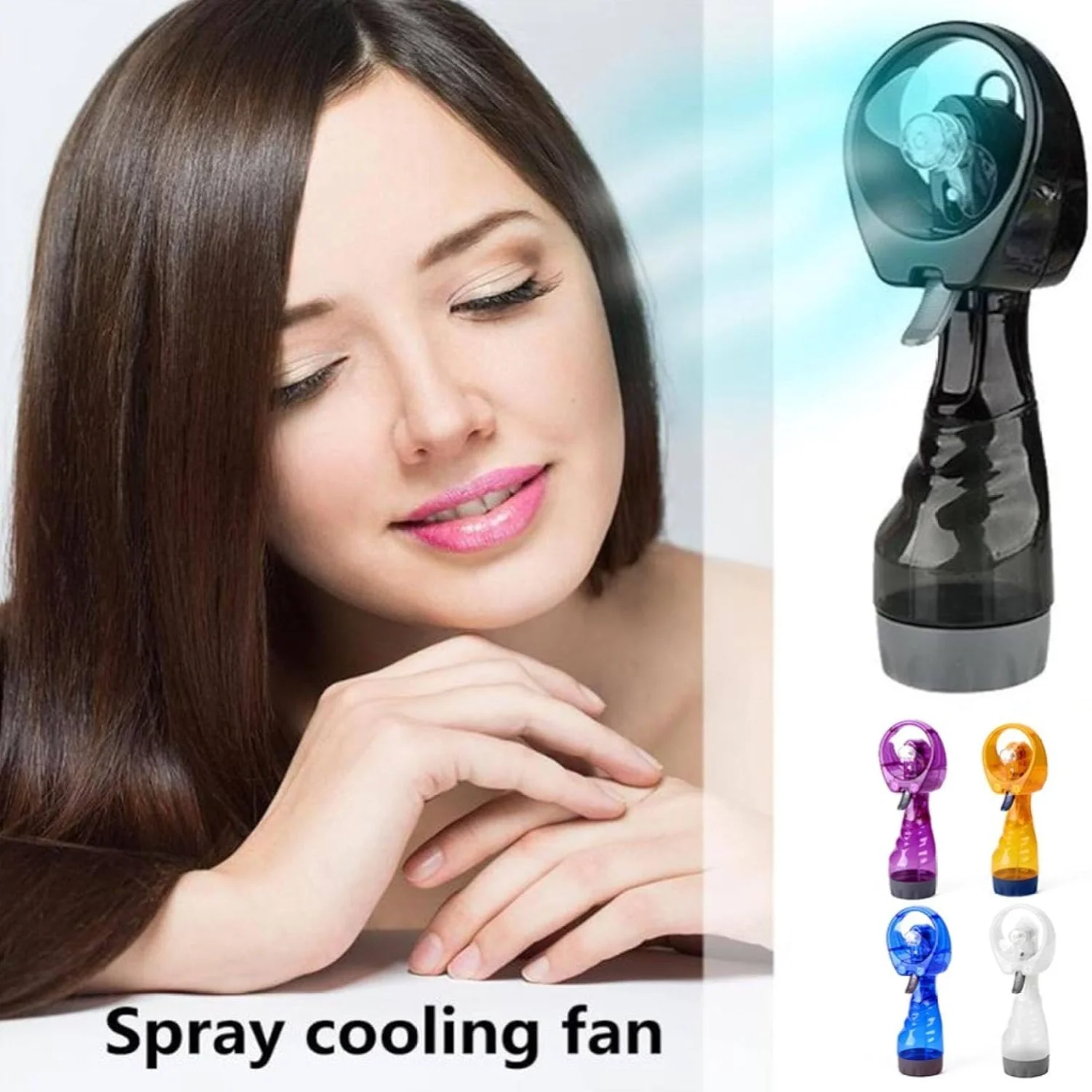 распылительный вентилятор, бутылки, распылитель тумана, портативный вентилятор, персональный тихий вентилятор для улицы, 2 сухих батарей типа АА, питание от/черный