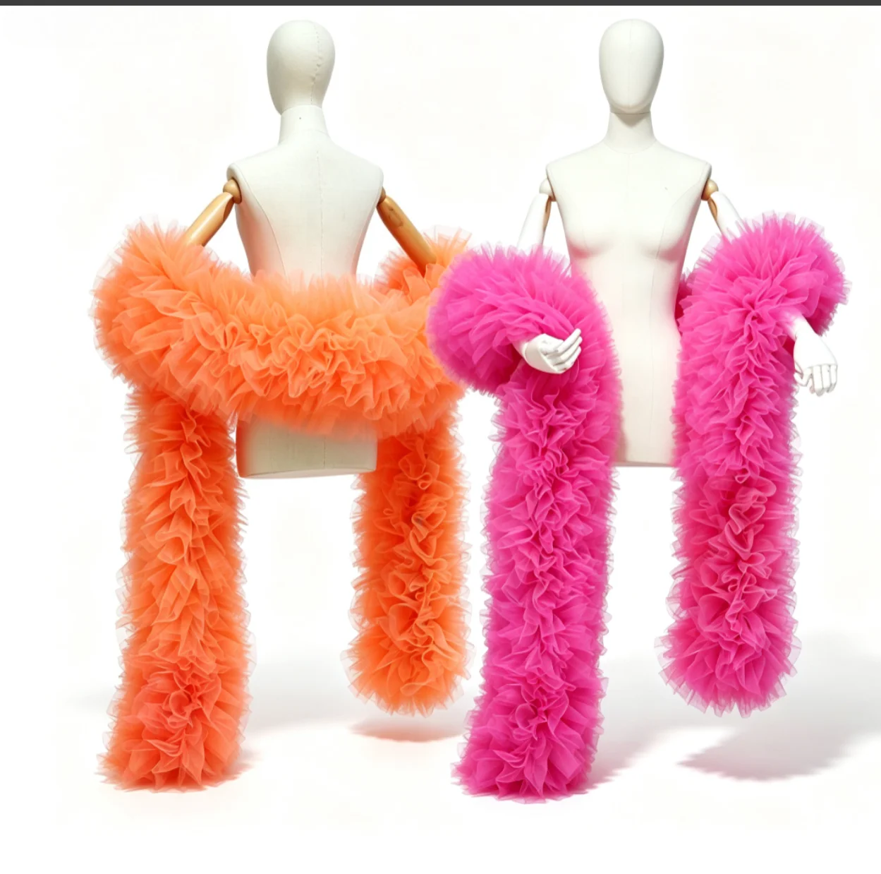 Fluffy Tulle Boa Extra Long Ruffled Tulle Scarf, Drag Queen Stage Costume Decorative Shawl Photoshoot Party Wedding Boas