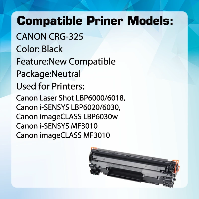 CRG-312 CRG 312 CRG-325 CRG 325 TONER Cartridge Compatible for Canon Laser Shot LBP6000 6018 LBP6020 6030 LBP6030w MF3010 MF3010