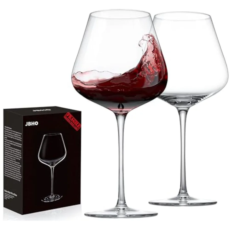 

Hand Blown Italian Style Crystal Burgundy - Lead-Free Premium Crystal Clear Glass - Set of -1 oz - Gift-Box for any Occasion