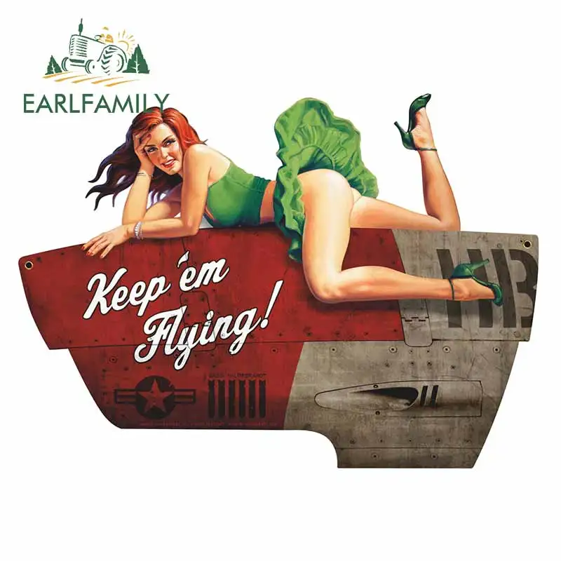 

EARLFAMILY 13cm X 9.4cm For Keep Em Flying Sexy Girl Waterproof Decal 3D Funny Car Stickers Vinyl Car Wrap Anime Decoration