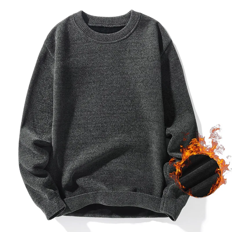 Winter new men's plus size fleece sweater 140kg 8XL 7XL 6XL 5XL fashionable round neck casual warm loose knitted sweater