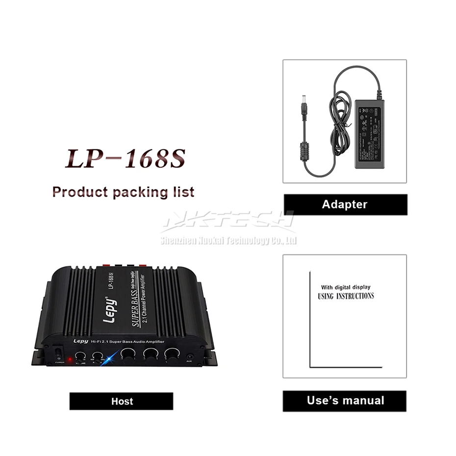 LP-168S amplificador de potência estéreo digital áudio 2.1 canais 2x40w 68 rms saída super bass hi-fi usb carro player LP-168HA atualizar