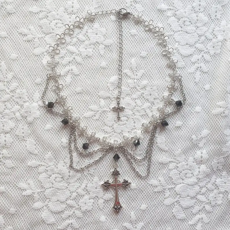 Amazing cross princess rosary gothic necklace Style Grunge necklaces women 2021 jewelrye y2k