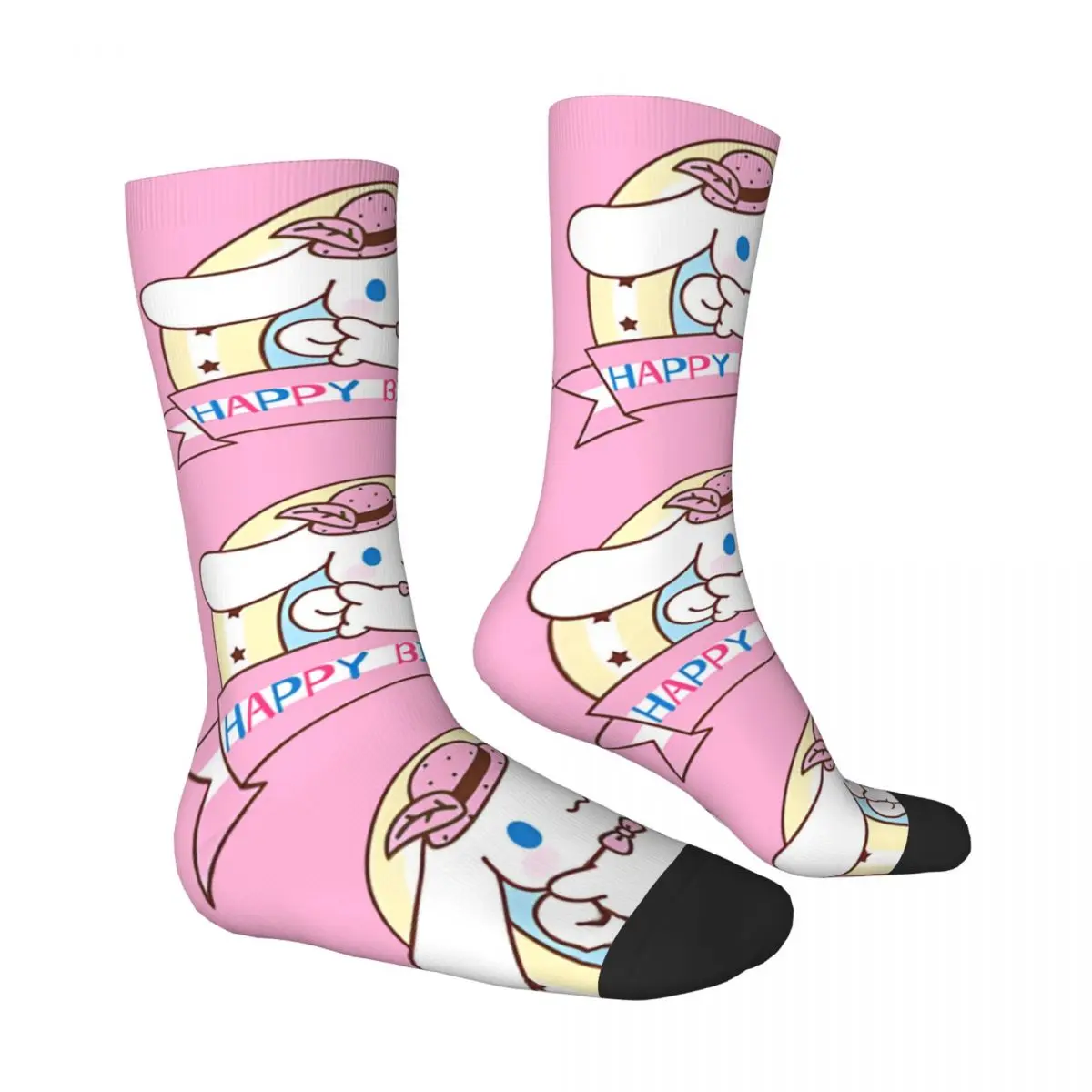 Men Socks Cinnamoroll Cake Birthday Stockings Winter Casual Soft Breathable Socks Design Climbing Anti Bacterial Socks