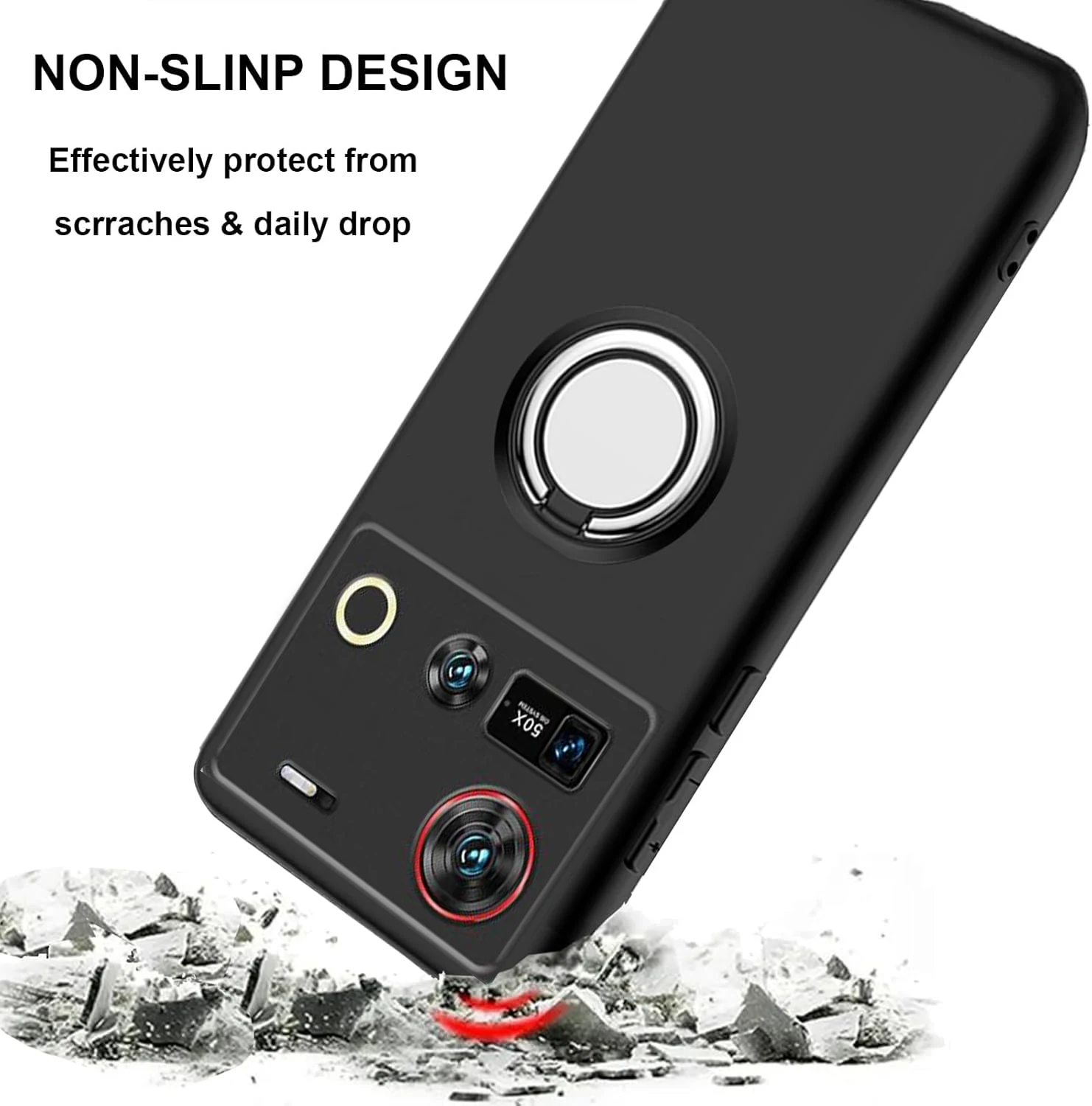 For ZTE nubia Z70 Ultra 3 in 1 Ring Holder Soft TPU Shockproof Case For ZTE nubia Z70 Ultra NX733J NX736J Couqe Funda