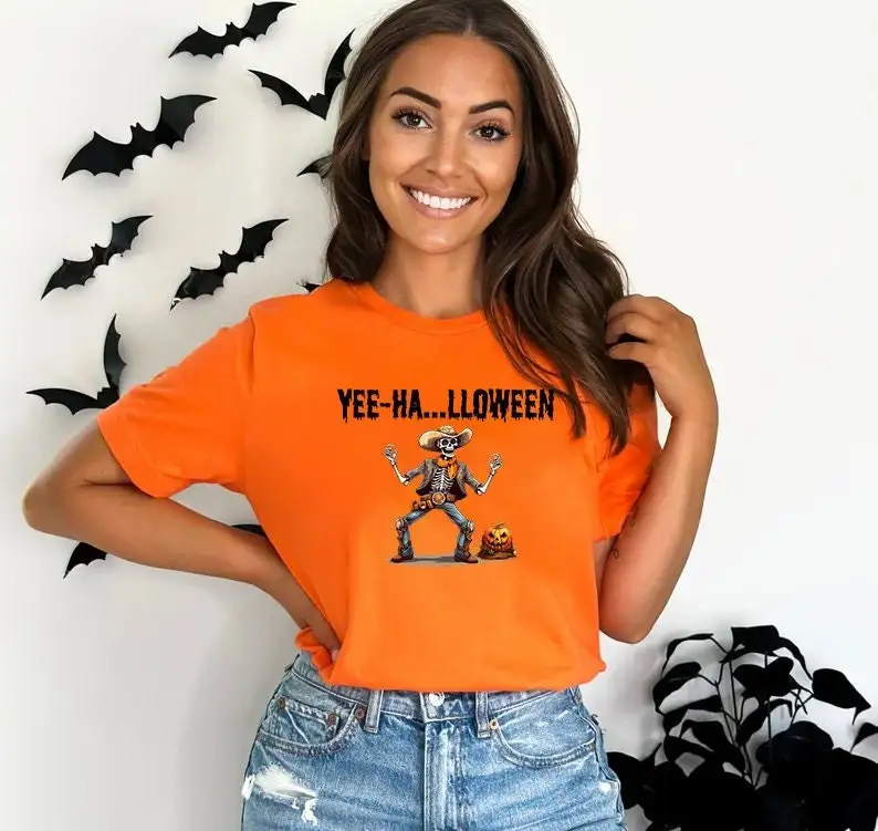 Yee Ha lloween T shirt Western Humor Cowboy Skeleton Wild West Halloween Rodeo Crew Spooky Season