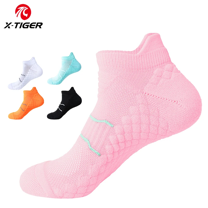 X-TIGER Women Cycling Socks Cotton Aero Anti Slip Sports Soccer Running Hiking Bicycle Sock Camping Football Basketball Socks