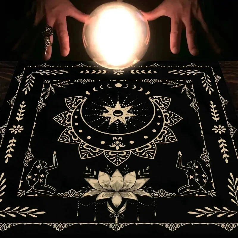 Tarot Tablecloth With Your Power, Snake Shaped Floral And Plant Print Astrology Tablecloth, Altar Decoration Tablecloth