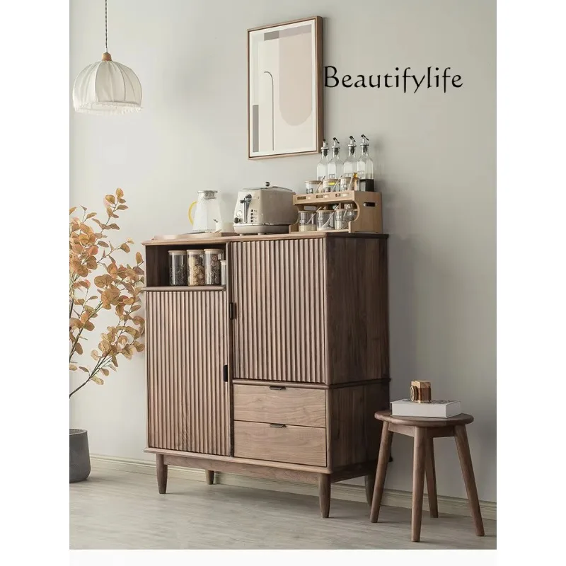 

North American Black Walnut Restaurant Side Cabinet Wall Cabinet Nordic Light Luxury Tea Simple Locker