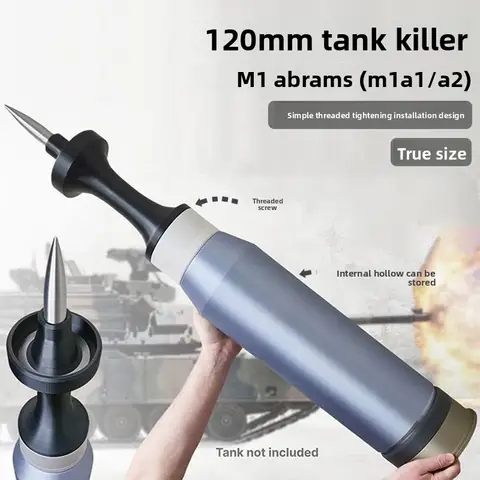 100CM/50CM 3D Printed M1 Abrams & Leopard 2 Tank 120mm Shell Assembly Model, Military Armor Piercing Collectible Toy