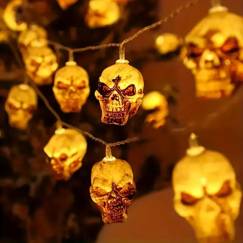 2024 Halloween Decoration Led String Lights Brown Skull Head Garden Harvest Festival Decor Light For Indoor Outerdoor 821