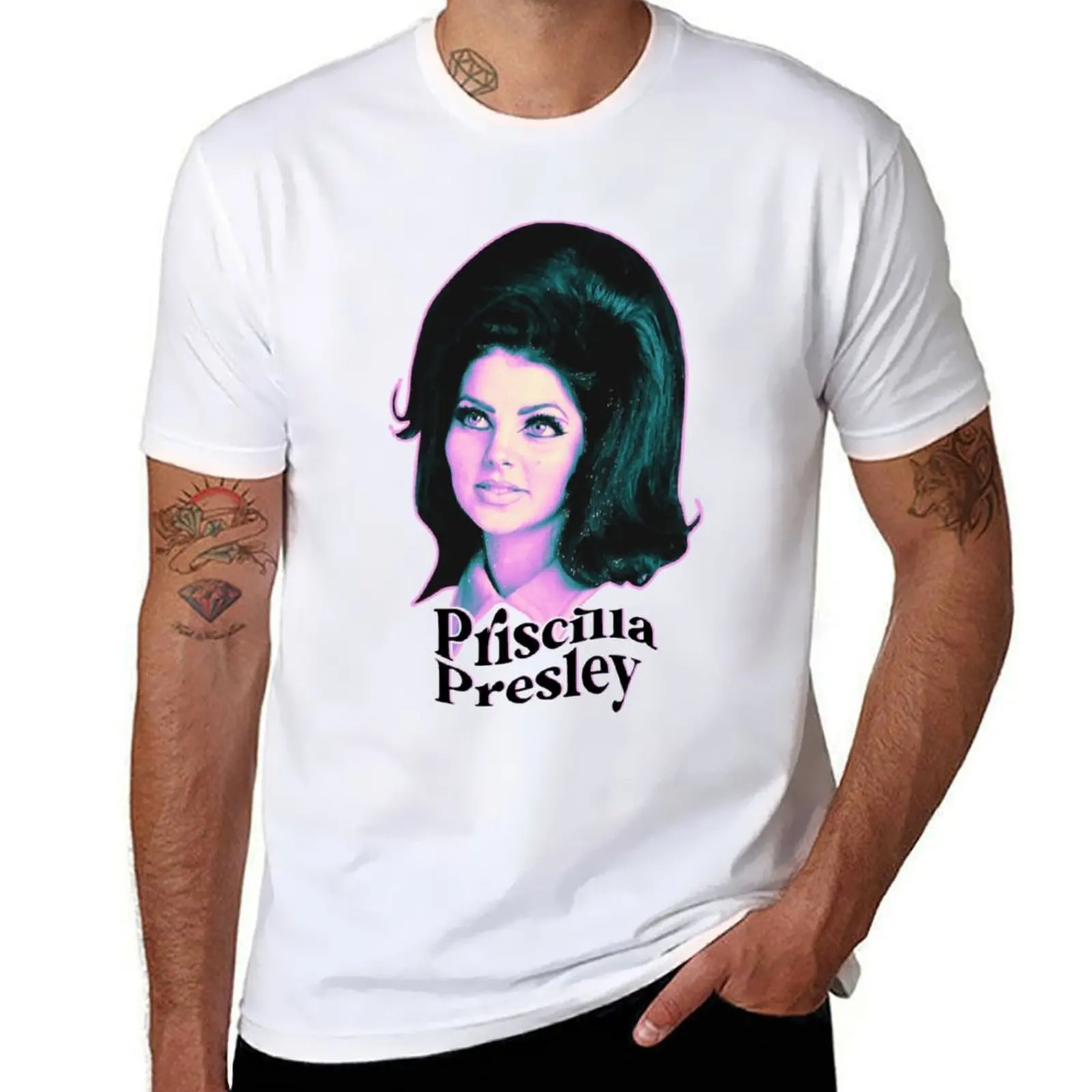 

priscilla presley T-Shirt man t shirt graphic t shirts for man slim fit T-Shirt