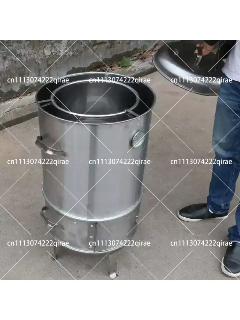 40 Inch Smokeless Charcoal Roaster Outdoor Cooking Barrel for Duck Chicken Skewers Camping Home Stainless Steel