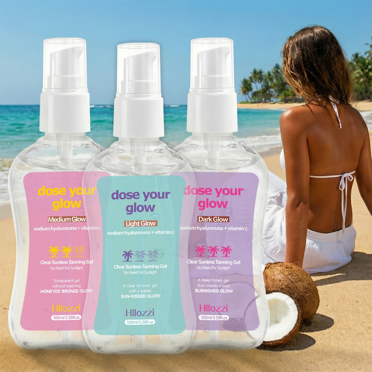 CLEAR SUNLESS TANNING GEL,Moisturizes and nourishes the skin, long-lasting bronze color, not easy to fade, easy to apply and use