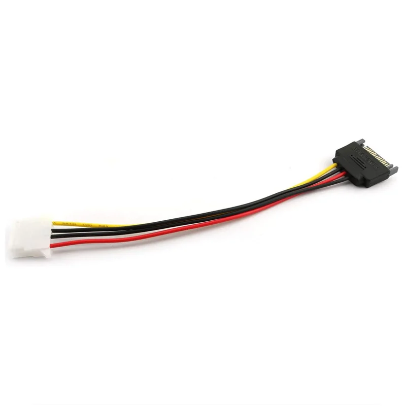 SATA 15 Pin Male to Molex LP4 Female Power Cable 7-inch SATA to 4 Pin Power Cable Adapter