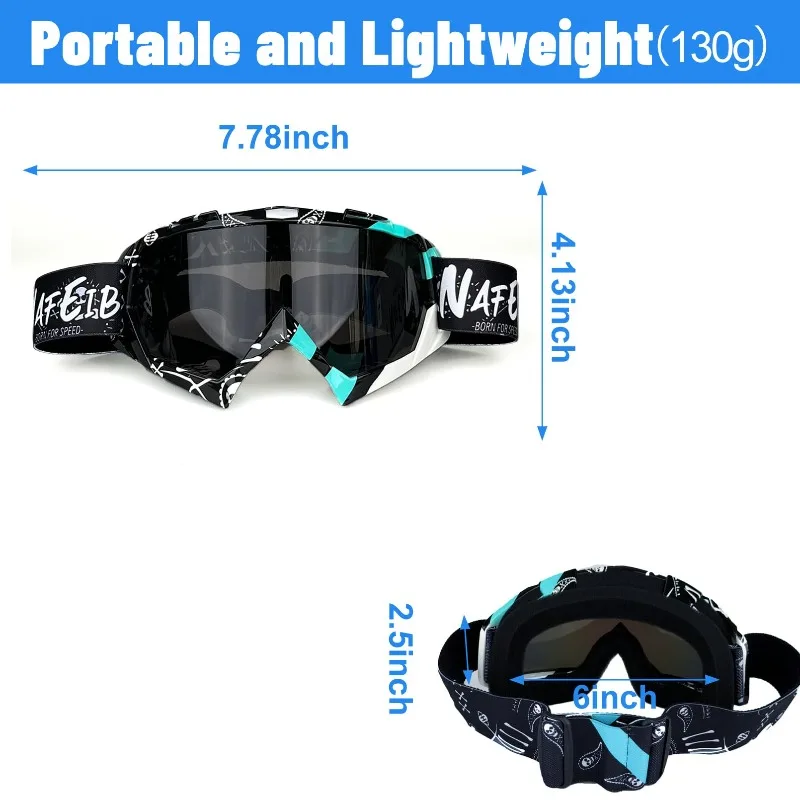 A Pair of Off Road Motorcycle Riding Goggles UV400 Windproof Goggles Winter Goggles Snow Glasses Anti-Fog Cycling Sunglasses